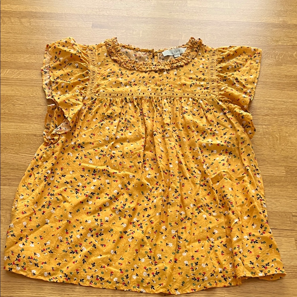LOFT Mustard Floral Top